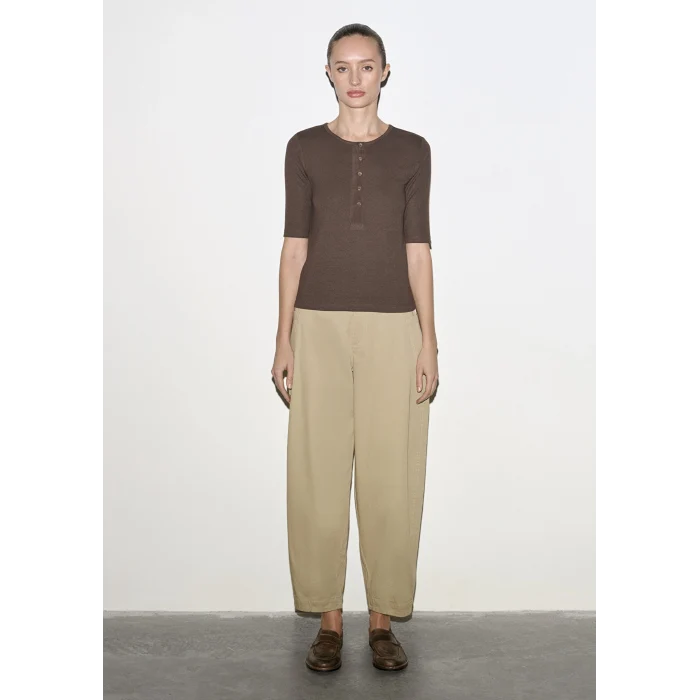 Mavi 1613852-71603 Düğme Detaylı Kahverengi Tişört