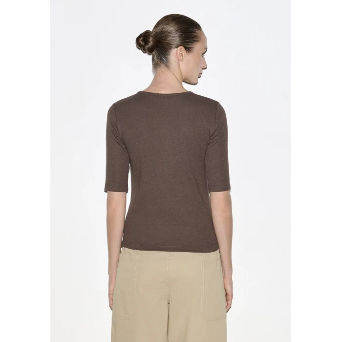 Mavi 1613852-71603 Düğme Detaylı Kahverengi Tişört