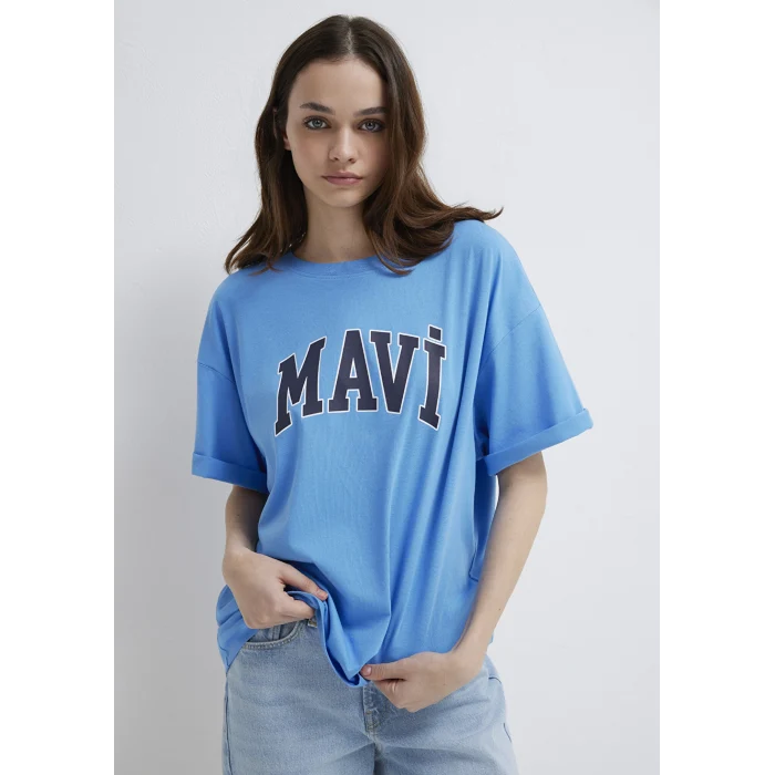 Mavi 1600843-91478 Mavi Logo Baskılı Mavi Tişört