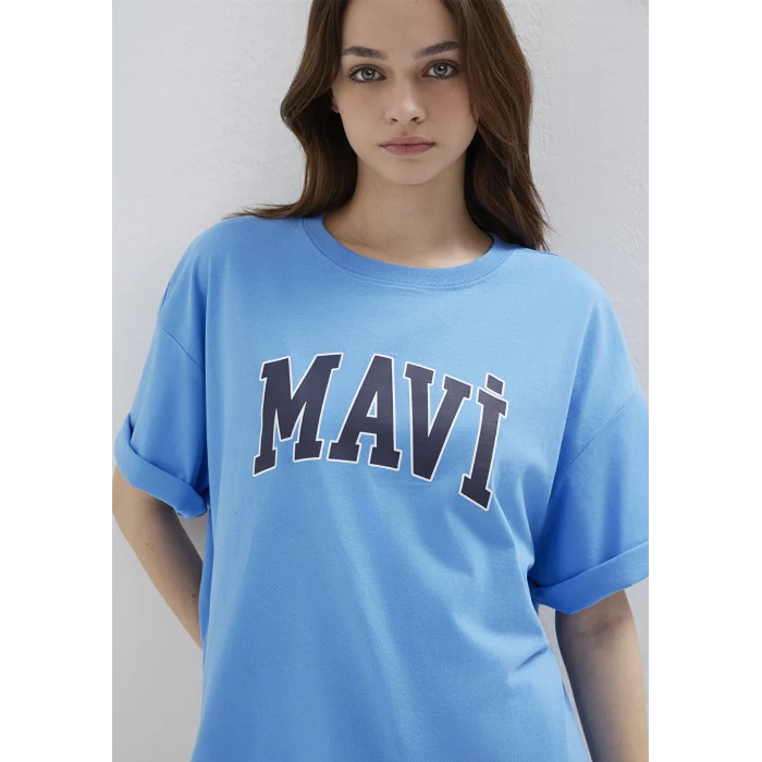 Mavi 1600843-91478 Mavi Logo Baskılı Mavi Tişört