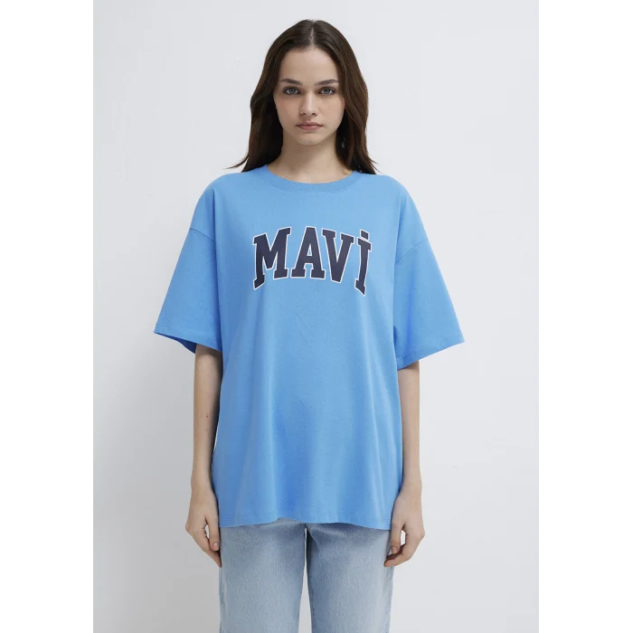 Mavi 1600843-91478 Mavi Logo Baskılı Mavi Tişört