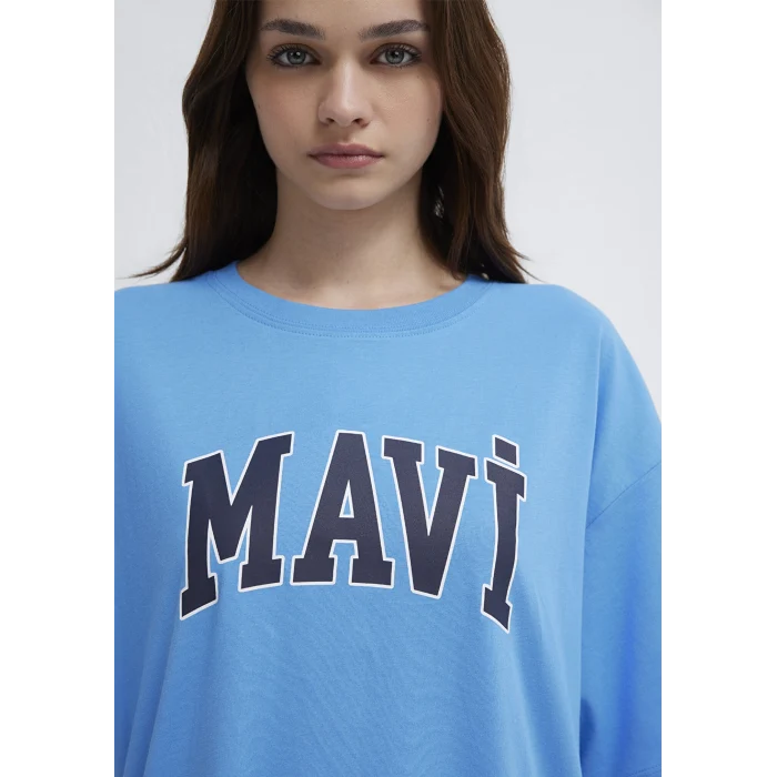 Mavi 1600843-91478 Mavi Logo Baskılı Mavi Tişört