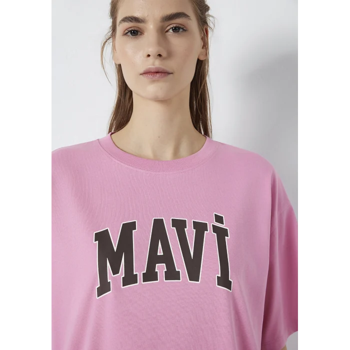 Mavi 1600843-71063 Mavi Logo Baskılı Pembe Tişört