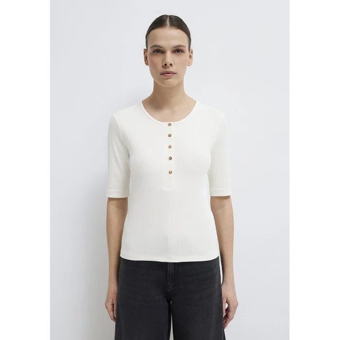 Mavi 1613852-70051 Düğme Detaylı Ekru Tişört