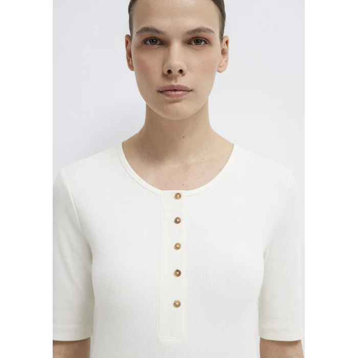 Mavi 1613852-70051 Düğme Detaylı Ekru Tişört