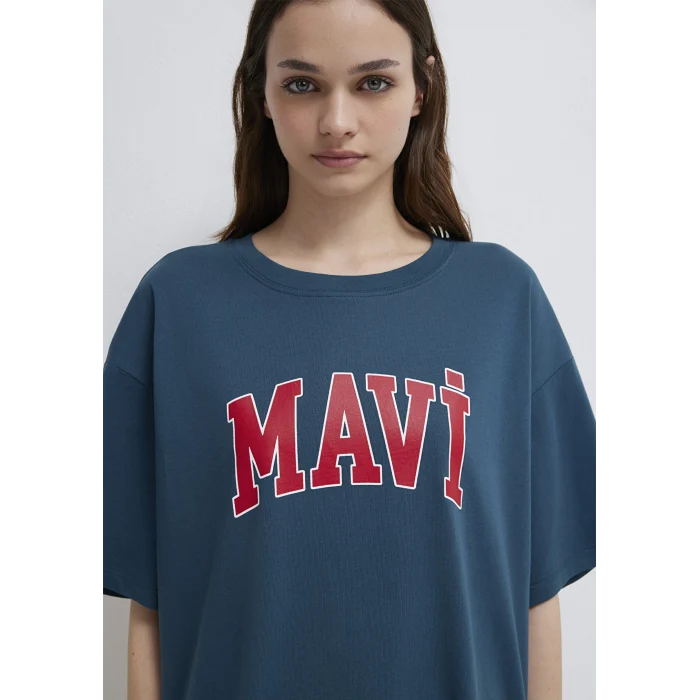 Mavi 1600843-70771 Mavi Logo Baskılı Mavi Tişört