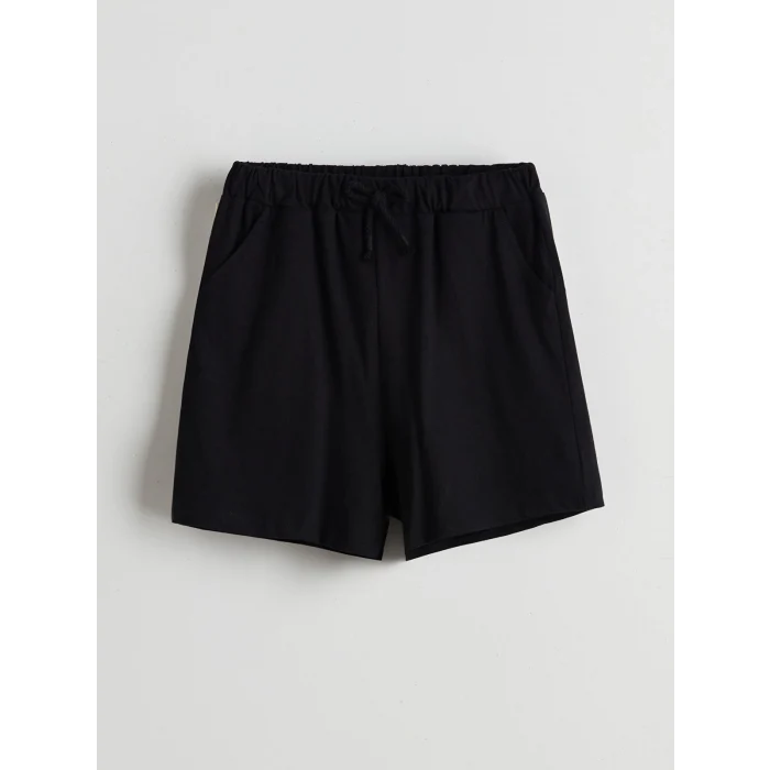 LCW Kids Siyah Beli Lastikli Kız Çocuk Şort