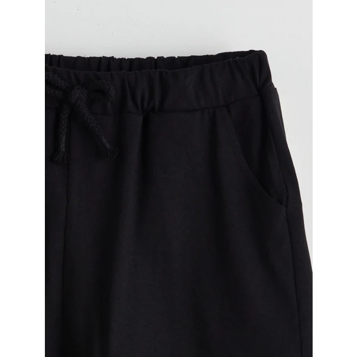 LCW Kids Siyah Beli Lastikli Kız Çocuk Şort