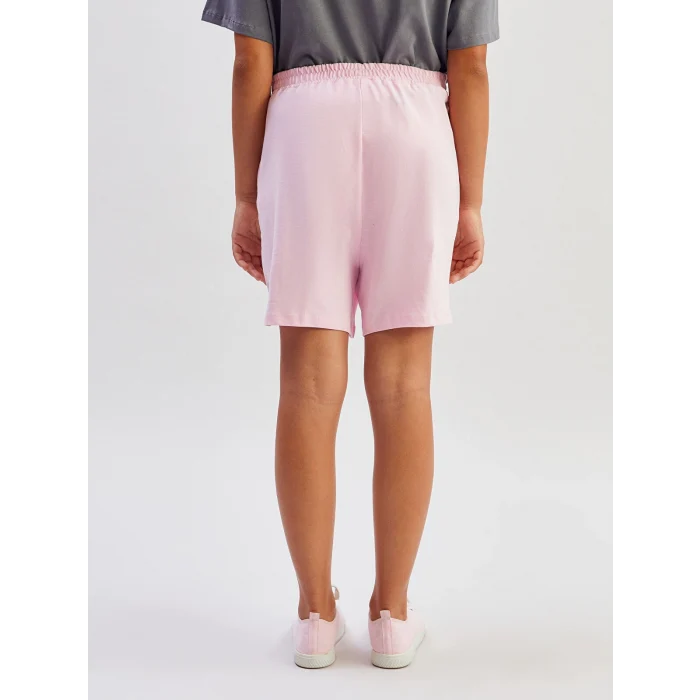 LCW Kids Pembe Beli Lastikli Kız Çocuk Şort