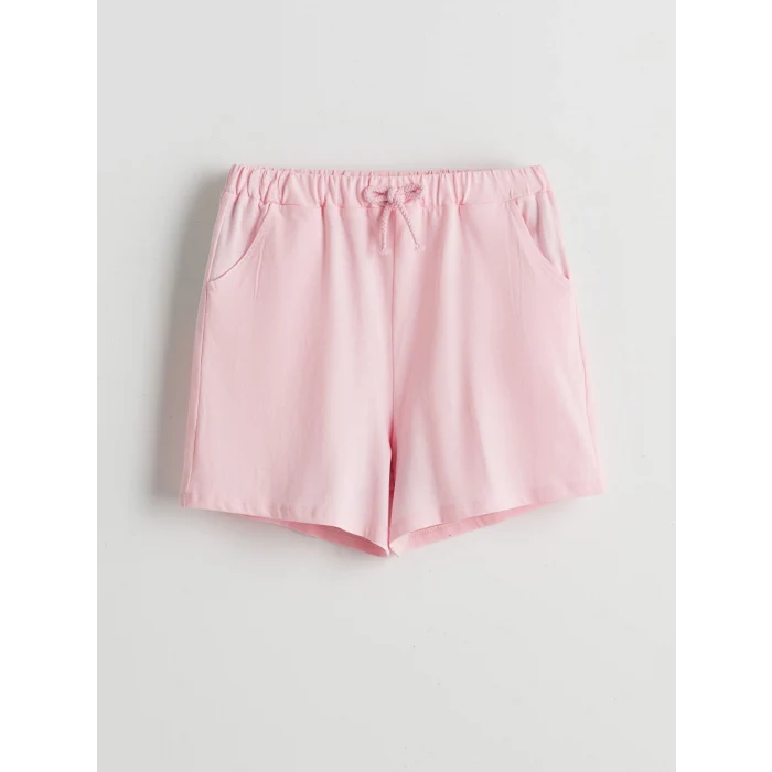 LCW Kids Pembe Beli Lastikli Kız Çocuk Şort