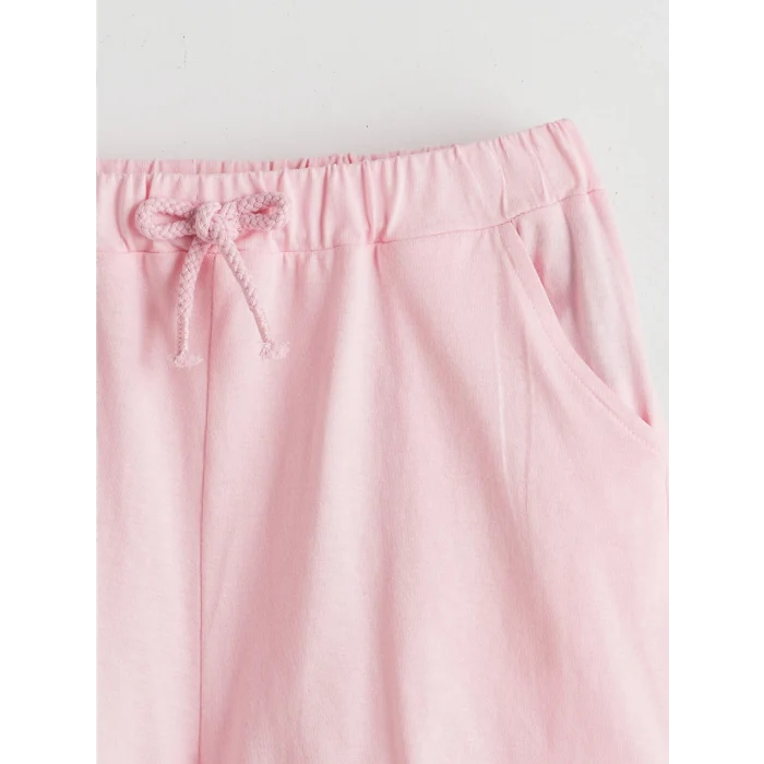 LCW Kids Pembe Beli Lastikli Kız Çocuk Şort