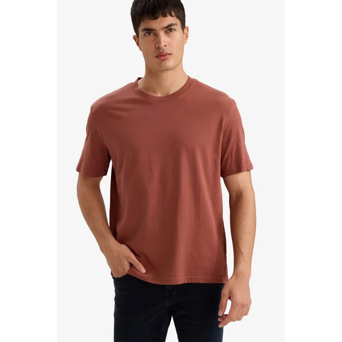 Defacto V7699AZBN496 Kahve %100 Pamuk Basic Tişört