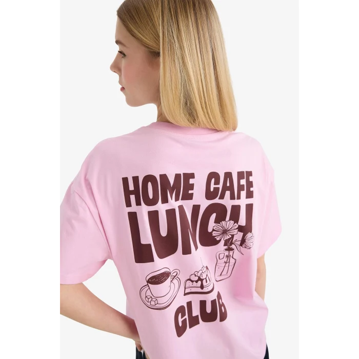 Defacto G2510AXPN606 Pembe Oversıze Sırt Baskılı Tişört