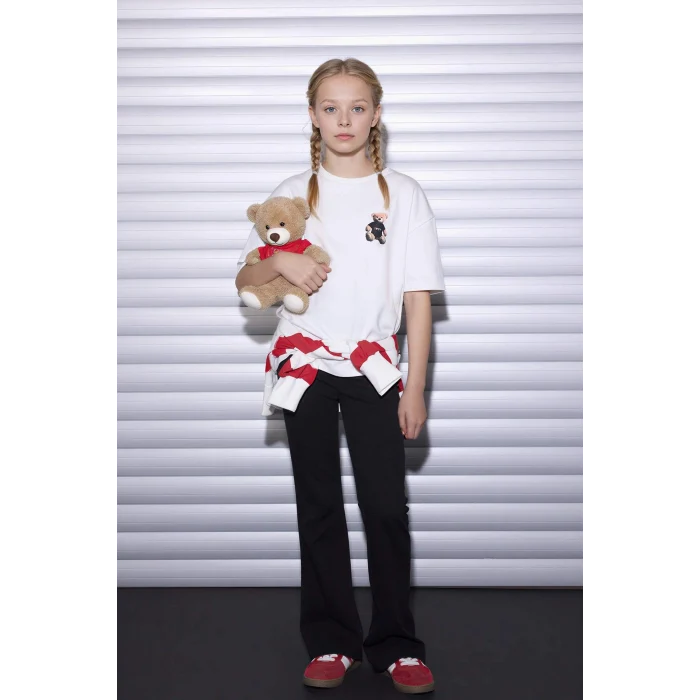 Defacto G9595A8ER105 Ekru I Love NY Oversıze Tişört Kız Çocuk