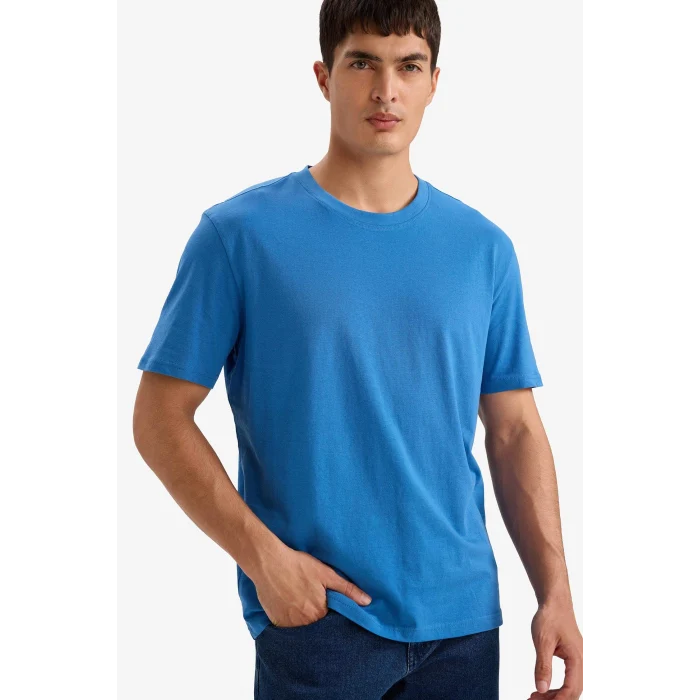 Defacto V7699AZBE410 Mavi %100 Pamuk Basic Tişört