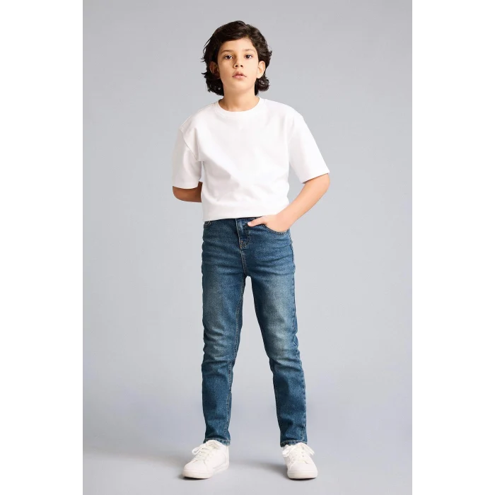 Defacto F8437A8NM29 Yeşil Slım Fıt Düz Paça Jean Pantolon Erkek Çocuk