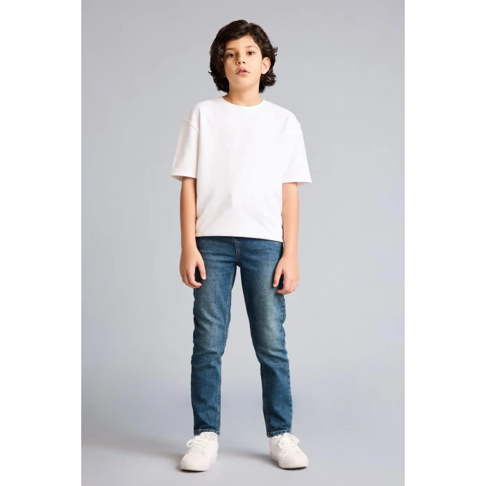 Defacto F8437A8NM29 Yeşil Slım Fıt Düz Paça Jean Pantolon Erkek Çocuk