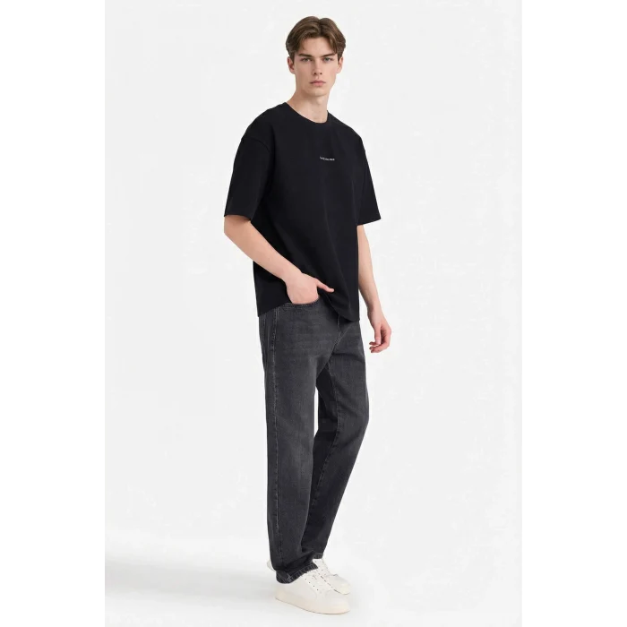 Defacto D5871AXBK81 Siyah Boxy Fıt Baskılı Tişört