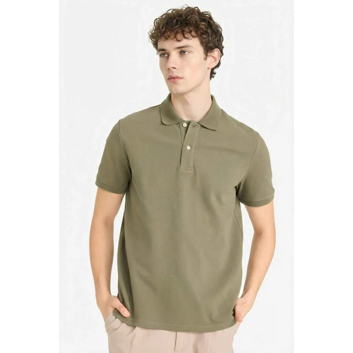 Defacto E9504AXKH82 Haki %100 Pamuk Polo Tişört