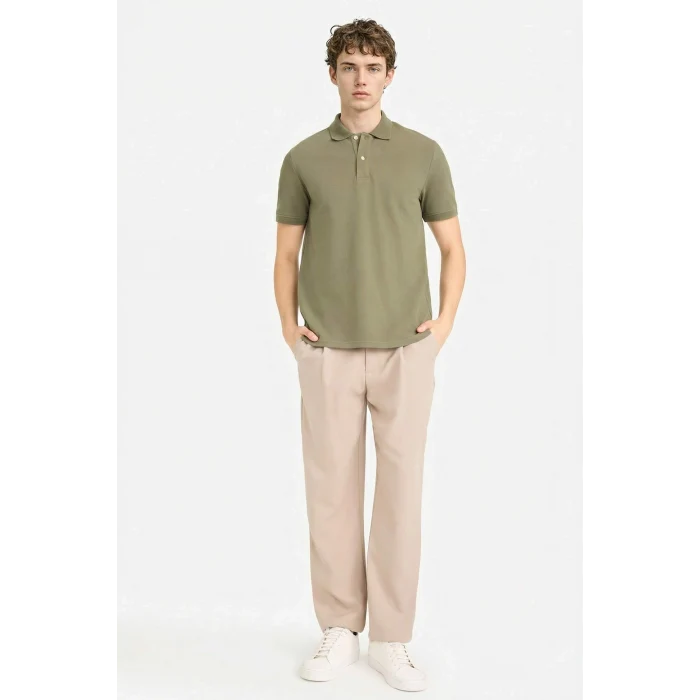 Defacto E9504AXKH82 Haki %100 Pamuk Polo Tişört
