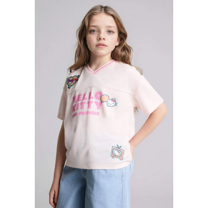 Defacto G8195A8PN344 Pembe Hello Kitty  Oversıze Tişört Kız Çocuk