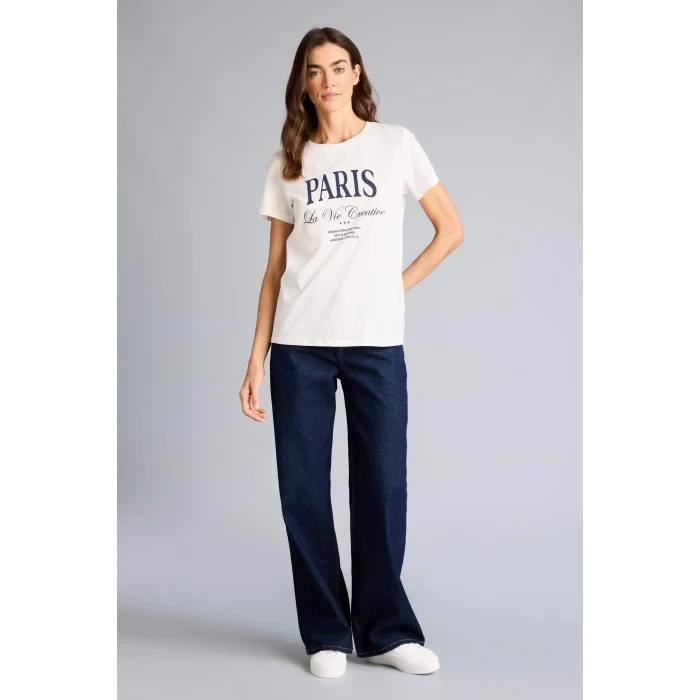 Defacto H1410AXER105 Ekru Regular Fıt Baskılı Penye Tişört