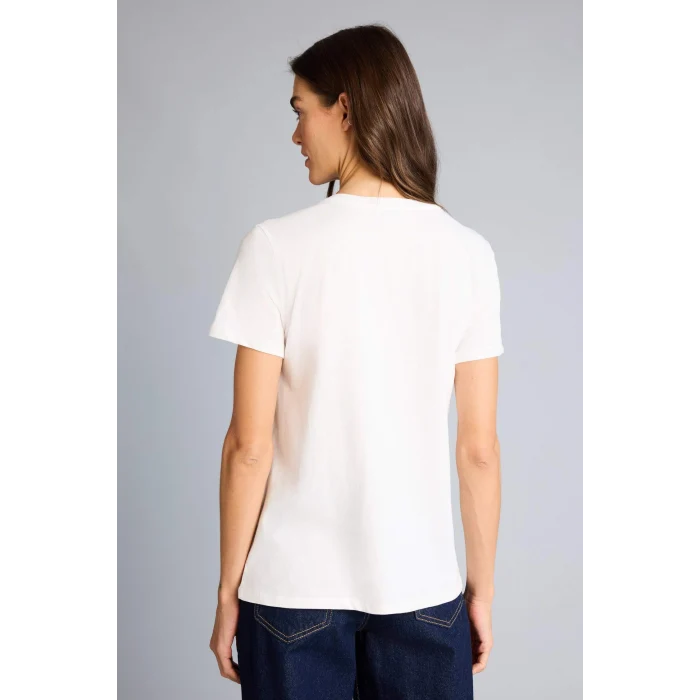 Defacto H1410AXER105 Ekru Regular Fıt Baskılı Penye Tişört