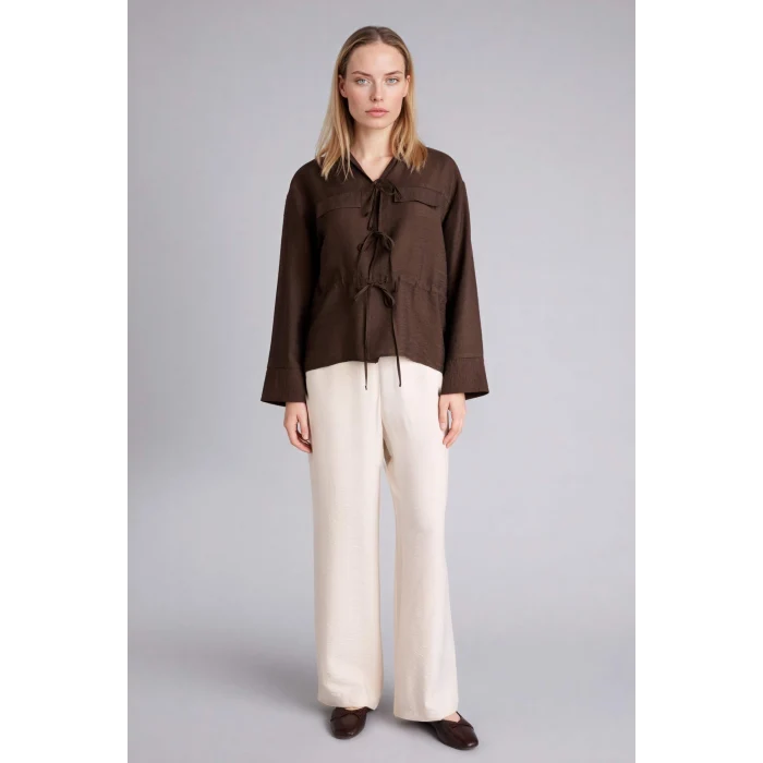 Defacto G8263AXBN539 Kahve Regular Fıt Uzun Kollu Gömlek