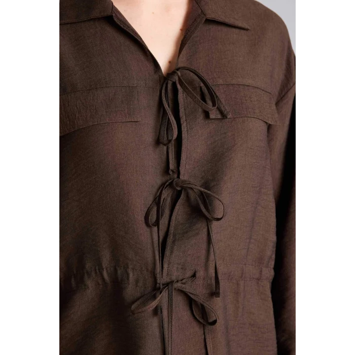 Defacto G8263AXBN539 Kahve Regular Fıt Uzun Kollu Gömlek