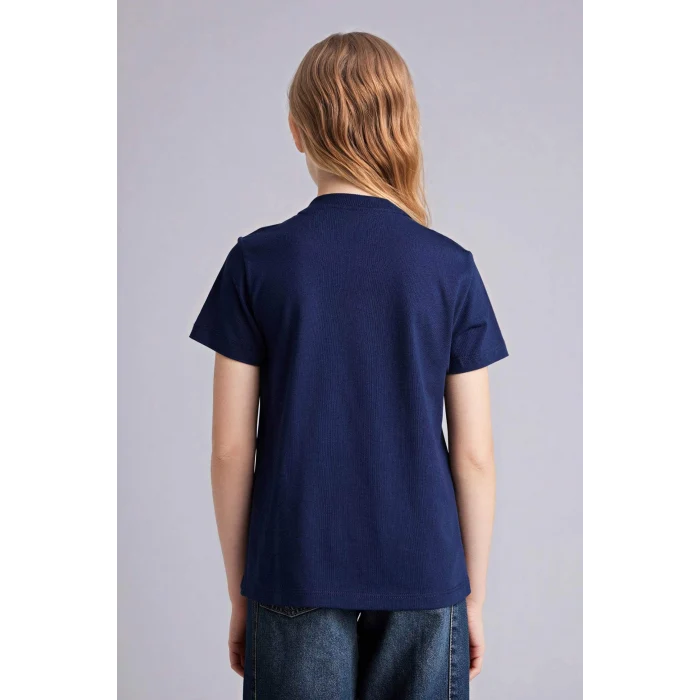 Defacto G1764A8NV248 Lacivert Baskılı Tişört Kız Çocuk