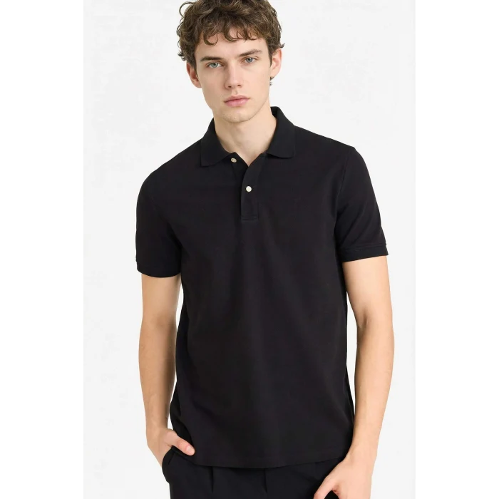 Defacto E9504AXBK81 Siyah %100 Pamuk Polo Tişört