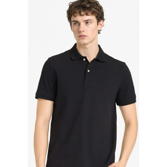 Defacto E9504AXBK81 Siyah %100 Pamuk Polo Tişört