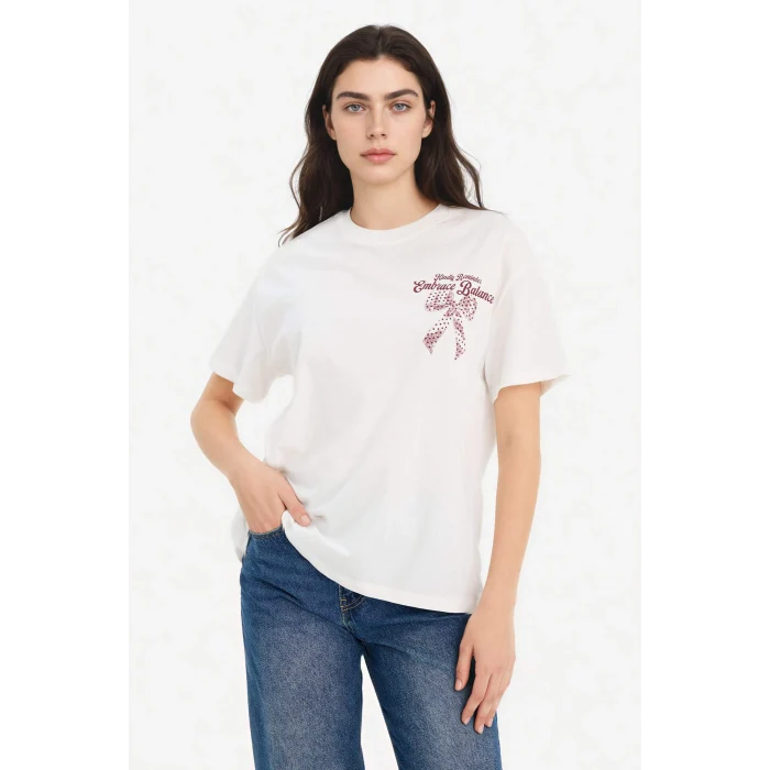 Defacto G5906AXWT32 Beyaz Oversıze Baskılı Tişört