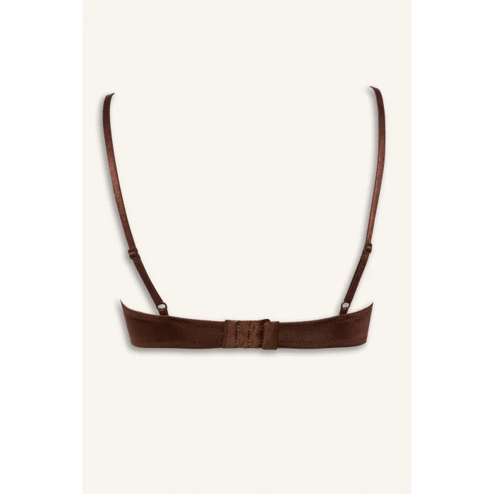 Defacto F9387AXBN341 Kahve Dantel Detaylı Saten Kapsız Pedsiz Balensiz Bralet