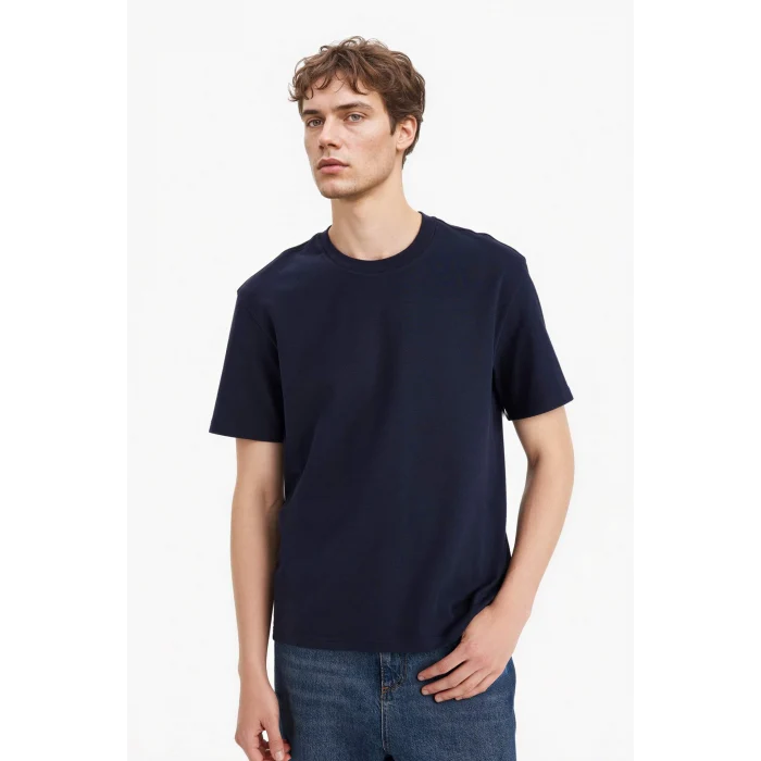 Defacto E7961AXNV82 Lacivert %100 Pamuk Basic Tişört
