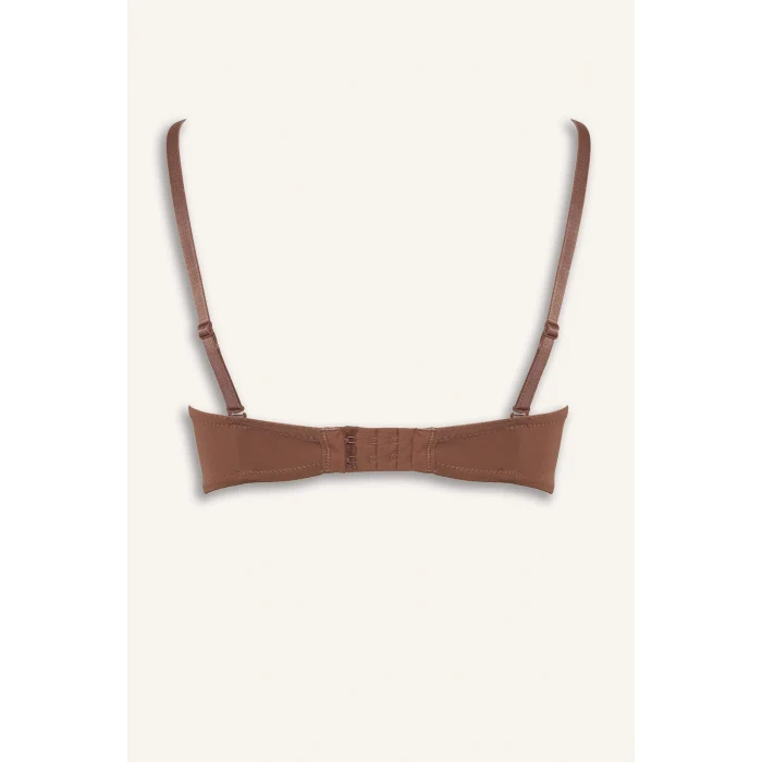 Defacto T8481AZBN307 Kahve Micro Kaplı Yarım Dolgulu Balenli Straplez Sütyen