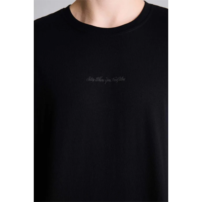 Defacto G3212AXBK81 Siyah Baskılı Kısa Kollu Tişört