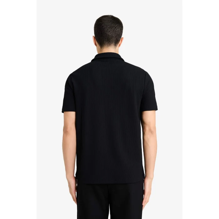 Defacto B7355AXBK81 Siyah Kırışmaz Fermuarlı Polo Yaka Tişört