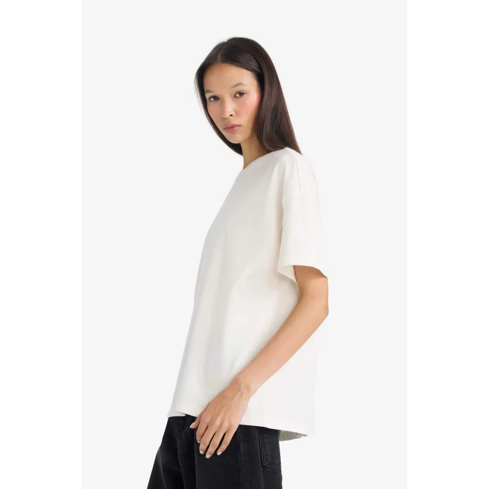 Defacto E4935AXWT32 Beyaz Oversıze Basıc Tişört