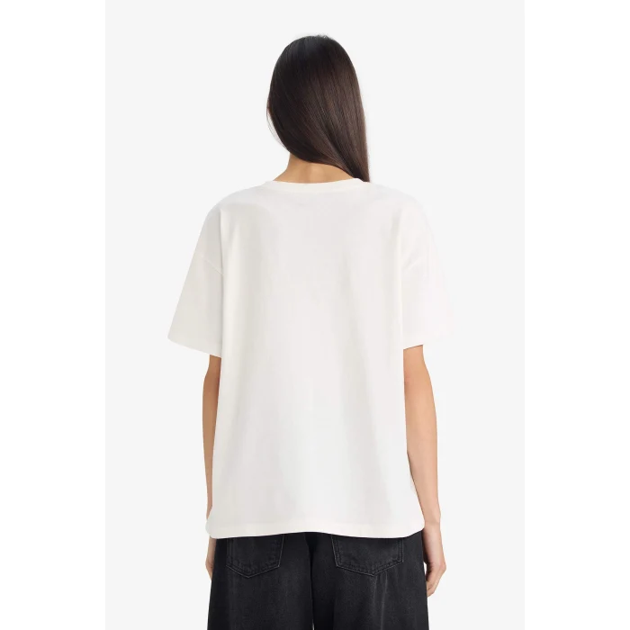 Defacto E4935AXWT32 Beyaz Oversıze Basıc Tişört