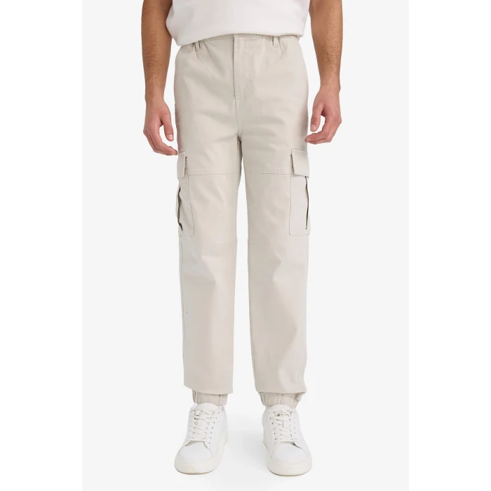 Defacto C9163AXBG766 Bej Regular Jogger Kargo Cepli Gabardin Pantolon