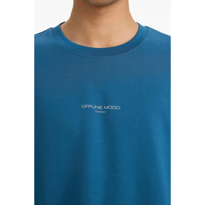 Defacto F9684AXIN194 İndigo Nefes Alabilen Boxy Fit Tişört