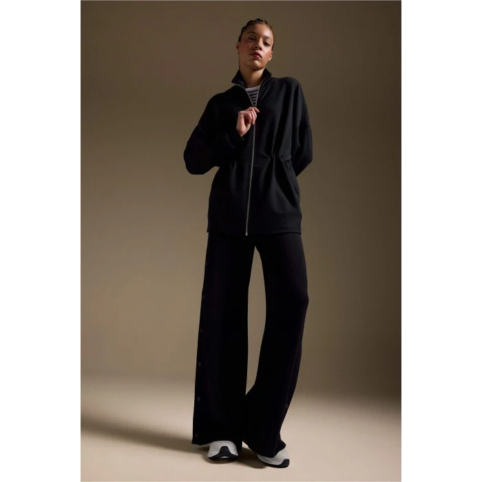 Defacto G2602AXBK81 Siyah Long  Fıt Dik Yaka Modal Hırka