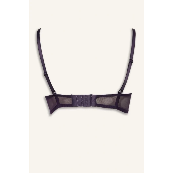Defacto G1181AXPR289 Mor Dantel Detaylı Kaplı Yarım Dolgulu Balenli Straplez Sütyen