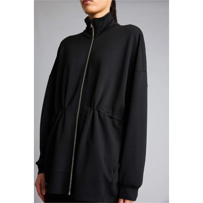 Defacto G2602AXBK81 Siyah Long  Fıt Dik Yaka Modal Hırka