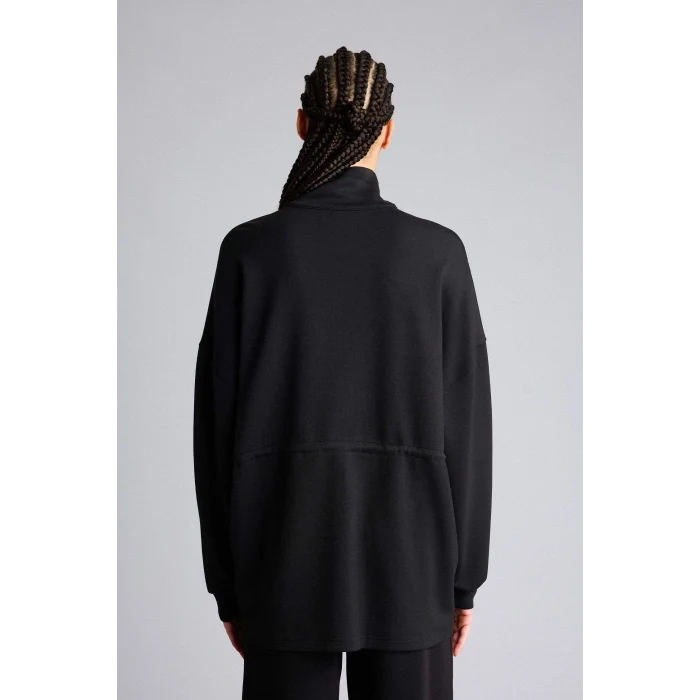 Defacto G2602AXBK81 Siyah Long  Fıt Dik Yaka Modal Hırka