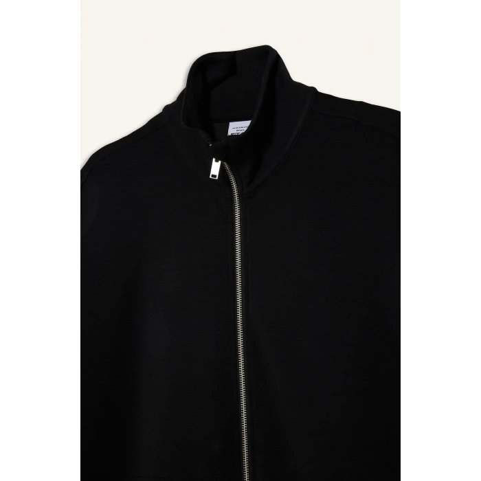 Defacto G2602AXBK81 Siyah Long  Fıt Dik Yaka Modal Hırka