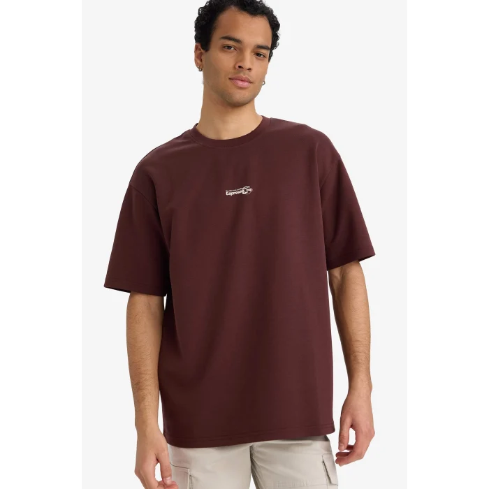 Defacto F9686AXBN496 Kahve Nefes Alabilen Boxy Fit Tişört