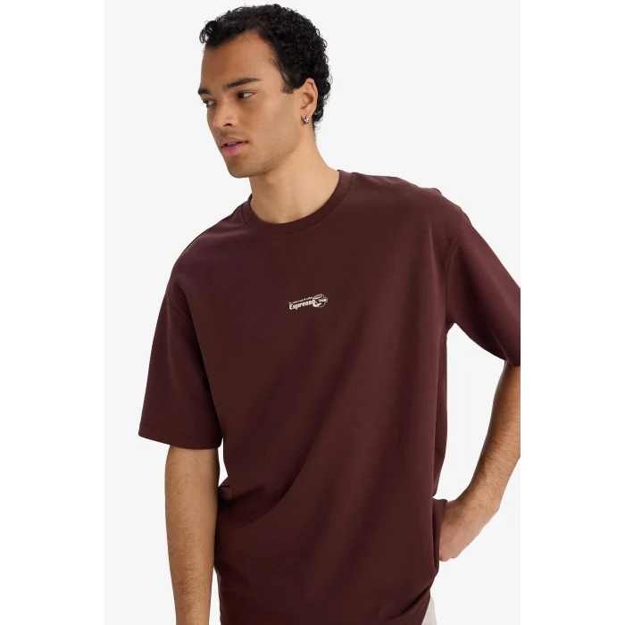 Defacto F9686AXBN496 Kahve Nefes Alabilen Boxy Fit Tişört