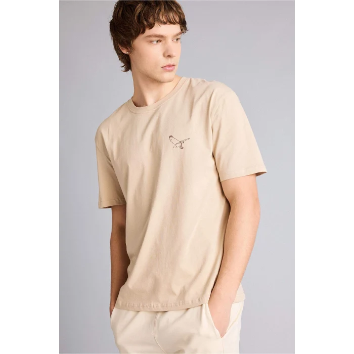 Defacto G3209AXBG123 Bej Baskılı Kısa Kollu Tişört